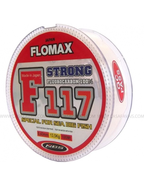 fio de pesca Flomax F117 numa embalagem vermelha e transparente